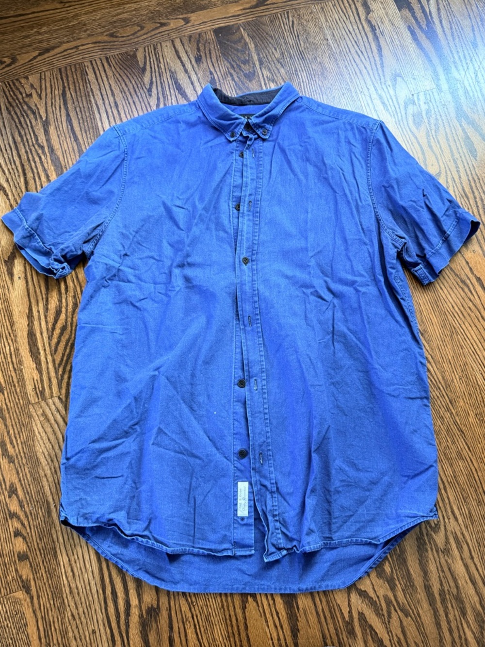 rag & bone Short-Sleeve Button-Down Shirt in Blue Large